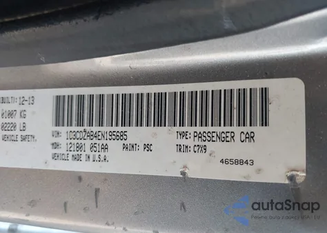 2014 Dodge Avenger Se из США, поврежденный, VIN 1C3CDZAB4EN195685